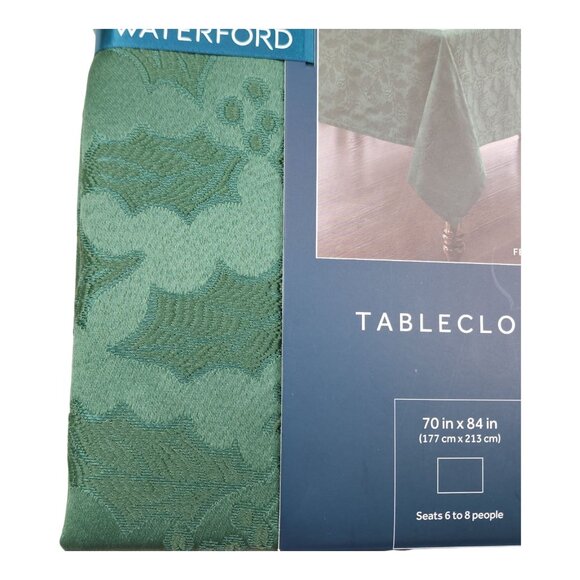 Waterford Festive Sprig Tablecloth 70" X 84" Green Christmas Seats 6-8 People - Picture 7 of 9